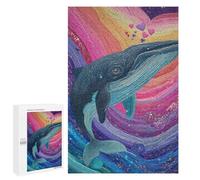 Whale Rainbow Heart Art Print Puzzle 1000 Pièces Educa Jouet en Bois Cadeau Unique Décoration Intérieure Jeu Éducatif Challenge Toy Adultes Et Enfants À Partir De 14 Ans 1000 PCS