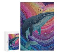Whale Rainbow Heart Art Print Puzzle 1000 Pièces Educa Jouet en Bois Cadeau Unique Décoration Intérieure Jeu Éducatif Challenge Toy Adultes Et Enfants À Partir De 14 Ans 300 PCS