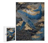 Whale Riding Fox Art Print Puzzle 1000 Pièces Educa Jouet en Bois Cadeau Unique Décoration Intérieure Jeu Éducatif Challenge Toy Adultes Et Enfants À Partir De 14 Ans 500 PCS