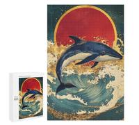 Whale Riding Waves Art Print-1 Puzzle 1000 Pièces Educa Jouet en Bois Cadeau Unique Décoration Intérieure Jeu Éducatif Challenge Toy Adultes Et Enfants À Partir De 14 Ans 1000 PCS