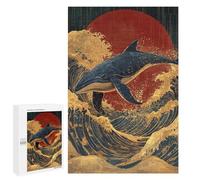 Whale Riding Waves Art Print-2 Puzzle 1000 Pièces Educa Jouet en Bois Cadeau Unique Décoration Intérieure Jeu Éducatif Challenge Toy Adultes Et Enfants À Partir De 14 Ans 1000 PCS