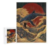 Whale Riding Waves Art Print-2 Puzzle 1000 Pièces Educa Jouet en Bois Cadeau Unique Décoration Intérieure Jeu Éducatif Challenge Toy Adultes Et Enfants À Partir De 14 Ans 500 PCS