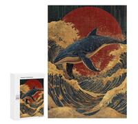 Whale Riding Waves Art Print-2 Puzzle 300 Pièces Educa Jouet en Bois Cadeau Unique Décoration Intérieure Jeu Éducatif Challenge Toy Adultes Et Enfants À Partir De 14 Ans 300 PCS