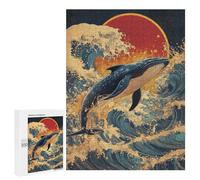 Whale Riding Waves Sunset Puzzle 1000 Pièces Educa Jouet en Bois Cadeau Unique Décoration Intérieure Jeu Éducatif Challenge Toy Adultes Et Enfants À Partir De 14 Ans 500 PCS