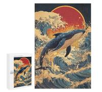 Whale Riding Waves Sunset Puzzle 1000 Pièces Educa Jouet en Bois Cadeau Unique Décoration Intérieure Jeu Éducatif Challenge Toy Adultes Et Enfants À Partir De 14 Ans 1000 PCS