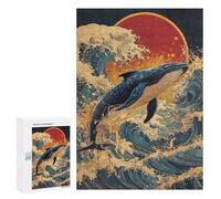 Whale Riding Waves Sunset Puzzle 1000 Pièces Educa Jouet en Bois Cadeau Unique Décoration Intérieure Jeu Éducatif Challenge Toy Adultes Et Enfants À Partir De 14 Ans 300 PCS