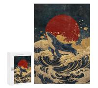 Whale Riding Waves with Red Sun-1 Puzzle 1000 Pièces Educa Jouet en Bois Cadeau Unique Décoration Intérieure Jeu Éducatif Challenge Toy Adultes Et Enfants À Partir De 14 Ans 300 PCS
