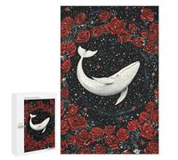 Whale Roses Fantasy Art Print Puzzle 1000 Pièces Educa Jouet en Bois Cadeau Unique Décoration Intérieure Jeu Éducatif Challenge Toy Adultes Et Enfants À Partir De 14 Ans 1000 PCS