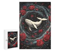 Whale Roses Space Art Print Puzzle 1000 Pièces Educa Jouet en Bois Cadeau Unique Décoration Intérieure Jeu Éducatif Challenge Toy Adultes Et Enfants À Partir De 14 Ans 1000 PCS