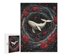 Whale Roses Space Art Print Puzzle 1000 Pièces Educa Jouet en Bois Cadeau Unique Décoration Intérieure Jeu Éducatif Challenge Toy Adultes Et Enfants À Partir De 14 Ans 500 PCS