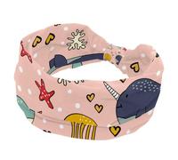 Whale Star - Bandeau large pour femme, motif pieuvre, antidérapant, extensible, tendance pour yoga, entraînement, quotidien