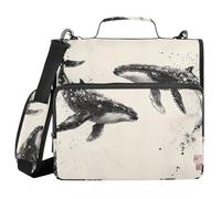 Whale Swimming in The Air 3 Anneaux 3,8 cm Zippered Binder Bag with Handle Waterproof School Classers Organizer for Middle School