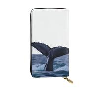 Whale Tail In The Sea Portefeuille imprimé pour femmes, portefeuille long en cuir pour femme, grande capacité, fermeture éclair, sac à main de voyage pour femmes et filles, noir, taille unique,