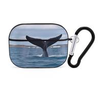 Whale Tail - Organiseur pour écouteurs Airpods Pro - Résistant aux chocs - Avec mousqueton - Anti-chute - Pour Airpods Pro 2ème génération - Noir
