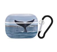 Whale Tail - Organiseur pour écouteurs Airpods Pro - Résistant aux chocs - Avec mousqueton - Anti-chute - Pour Airpods Pro 2ème génération - Blanc