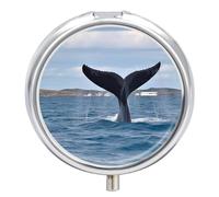 Whale Tail Pilulier 3 compartiments de voyage 3 fois par jour Organiseur de vitamines portable avec miroir Petit pilulier pour sac à main et poche Joli récipient à médicaments quotidiens en métal
