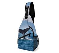 Whale Tail Sling Bag for Men Women Crossbody Backpack Whisky And Cigar Crossbody Bag Chest Bags for Travel Sport