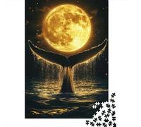 Whale Tail Under Full Moon Puzzle Adulte 1000 Pièces, 70x50cm/1000pcs, Pièces en Carton Blanc Au Toucher Lisse; Projet À Partager avec des Proches