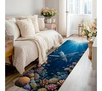 Whale Tapis de couloir antidérapant à motif baleine tropicale, poisson corail, bleu d'été, tapis d'intérieur qui ne perd pas ses poils pour cuisine, salle de bain, entrée, table de chevet, 0,6 x 2,4 m