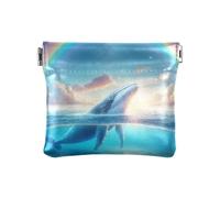 Whale Under The Rainbow Squeeze Porte-monnaie en cuir PU pour femme fille homme
