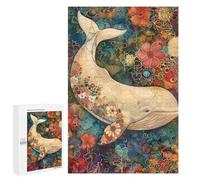 Whale with Flowers Art Print Puzzle 1000 Pièces Educa Jouet en Bois Cadeau Unique Décoration Intérieure Jeu Éducatif Challenge Toy Adultes Et Enfants À Partir De 14 Ans 1000 PCS