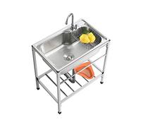 whalebee Évier sur Pieds en Acier INOX pour Hôtel Restaurant, Professionnel Évier INOX De Cuisine avec Robinet, Antis-Eclaboussures Lavabo Commercial De Cuisine avec Tuyau De Vidange, Durable