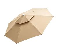 whalebee Remplacement De Parasol Auvent Double Top 270cm 300cm Toile De Rechange 8 Baleines Pour Parasol De Terrasse Avec Cordelette Housse De Rechange De Parapluie(Khaki,3m - 8Ribs)