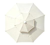 whalebee Toile De Parapluie De Remplacement 2.7m 3.0m Parasol rond Double Top Toile De Rechange Housse De Parapluie avec cordelette, Facile à remplacer AntiUV Imperméable(White,3m - 8Ribs)