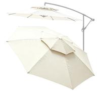 whalebee Toile De Rechange Pour Parasol Pour 8 Baleines, 2.7M/3.0M Auvent De Rechange Pour Parasol De Terrasse Avec Cordelette Protection UV Double Top Polyester Toile(White,3m - 8Ribs)