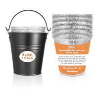 Whaleme Seau noir et lot de 20 doublures jetables en aluminium et sacs de seau à graisse pour Pit Boss Grills 67292 Foil, Oklahoma Joe's 9518545P06, Ironwood, Flatrock, Recteq Grand seau etc. 16 x