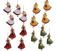 WhaleO 16 Pièces Decoration Noel Sapin Suspension, Ange Sapin de Noel Christmas Decorations en Bois Ange Gardien Porte-Bonheur Décoration de Noë Décoration de Fenêtre à Suspendre