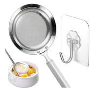 WhaleO Ecumoire en Acier Inoxydable avec Crochet, Écumoire/Louche à Égoutter Ou Écumer, Petit Tamis Fin, Écumeur de Graisse, Écumoire à Mailles pour Graisse, Mousse, Huile, Résidus de Filtre