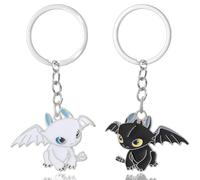 WhaleO Lot de 2 porte-clés avec dragon volant, porte-clés de dessin animé pour petite amie et partenaire de la série animée, pour sac, téléphone portable, voiture, adolescentes, filles et couples