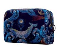 Whales and Anchor Lighthouse Sea Wave and Boat Cosmetic Bag for Women Travel Toiletries Bags Large Makeup Handy Pouch Organizer Bag With Zipper, multicolore, 18.5x7.5x13cm/7.3x3x5.1in, Trousse de