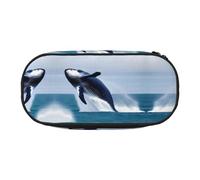 Whales at sea Grande capacité Trousse à crayons multicouche Sac de rangement pour papeterie Unisexe Apprentissage Fournitures de bureau