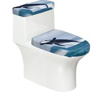 Whales at sea Lot de 2 housses de toilette élastiques extensibles et lavables en forme de U pour salle de bain