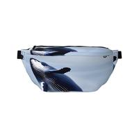 Whales At Sea Sac banane à bandoulière Grande capacité, imperméable et résistant à la poussière, fermeture éclair sécurisée, convient pour les voyages et les activités de plein air, noir, taille