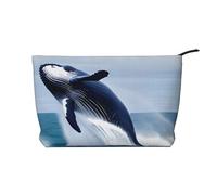Whales at Sea Trousse de maquillage en velours côtelé avec fermeture éclair pour voyage, articles de toilette et utilisation quotidienne