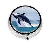 Whales at Seaa Petite boîte à médicaments à trois compartiments qui peut être placée dans votre poche ou votre sac à main et peut stocker des vitamines.