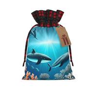 Whales Under The Sea Holiday Printed Drawstring Pouch S, Lightweight Drawstring Bag For Storage and Wrap