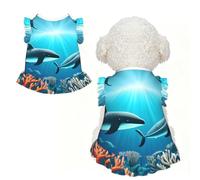 Whales under the sea L Pet Apparel for Small Dogs-Cute Summer Outfit for Puppy, Soft Breathable Pet Clothes for Cat