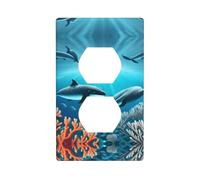 Whales Under The Sea Plaque murale duplex de taille standard 1 gang en polycarbonate thermoplastique.