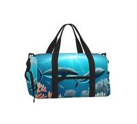 Whales Under The Sea Sac de sport avec compartiment à chaussures - Sac de sport léger pour homme et femme - Sac de voyage imperméable avec poche humide