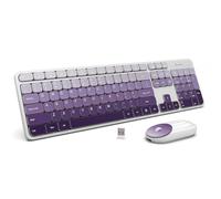 Whalices 52 Ensemble clavier et souris sans fil - 2,4 G sans fil, rechargeable, silencieux, mignon, coloré, pleine taille, 3 DPI souris réglables, pour ordinateur, ordinateur portable, PC, bureau