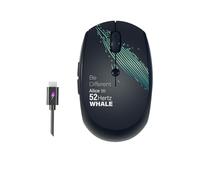 Whalices 52 Souris d'ordinateur portable rechargeable sans fil Bluetooth + 2,4 G avec clic silencieux et 2400 ppp pour ordinateur portable, PC, Mac, MacBook, MacBook Air, iPad, tablettes, ambidextre