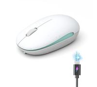 Whalices 52 Souris portable sans fil rechargeable Bluetooth + 2,4 G avec clic silencieux et 4000 DPI pour ordinateur portable/PC/MacBook/MacBook Air/iPad Pro/Air/Surface Pro/Tablette Ambidextre