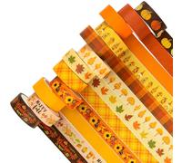 Whaline 12 Rolls Fall Washi Tape Thanksgiving Autumn Maple Leaves Pumpkin Gnome Masking Washi Tape 15mm Thanksgiving Harvest Decorative Tape Sticker for Scrapbook Journal DIY Craft Gift Wrapping