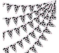 Whaline Bannière en tissu de vache rose et noire imprimée sur le thème de la vache - Décoration à suspendre pour fête de cowgirl - Fournitures d'anniversaire, décoration de maison et de ferme