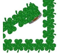 Whaline Bordure de tableau d'affichage de la Saint-Patrick à paillettes vertes de 10 m - Bordure roulée pour tableau noir irlandais - Décoration murale