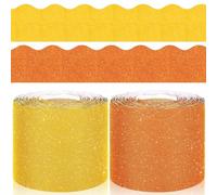 Whaline Bordures de tableau d'affichage d'automne à paillettes jaunes et oranges pour décoration de tableau noir d'automne, Action de grâce, 40 m